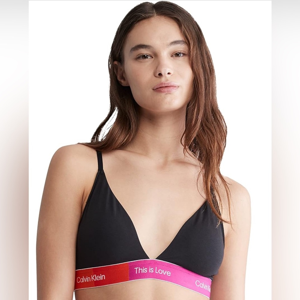 Calvin Klein This is Love Pride Bra medium rainbow soft triangle gym yoga